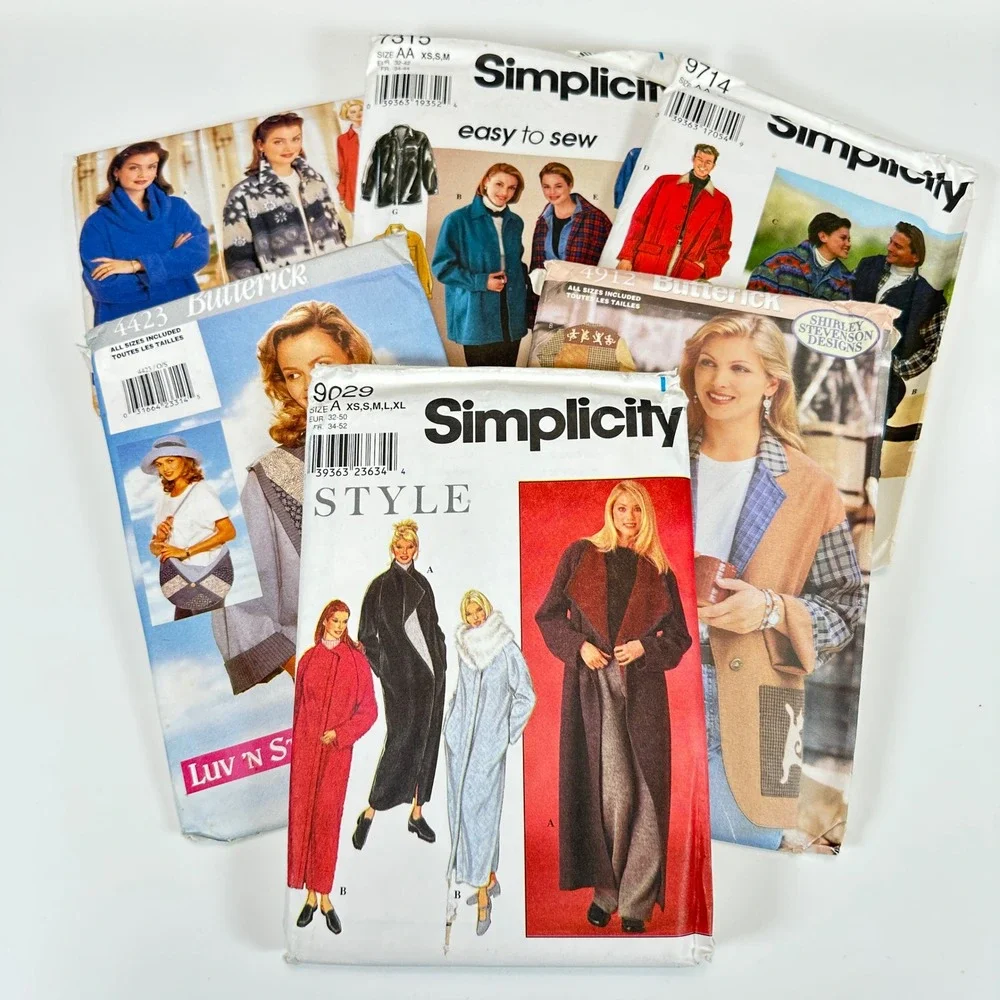 VTG Lot of 6 UNCUT Simplicity Butterick Sewing Patterns Coats Jackets Vests 90s